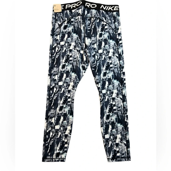 Nike Women’s Pro Dri Fit Training Tights Leggings Black and White Plus Size 2X - Picture 6 of 8